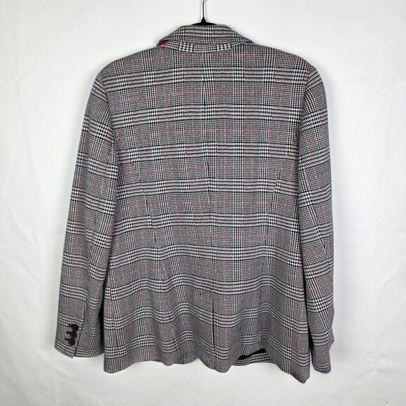 Talbots Aberdeen Blazer Jacket Womens 14 Houndstooth Plaid Knit Cotton Blend - Picture 2 of 6